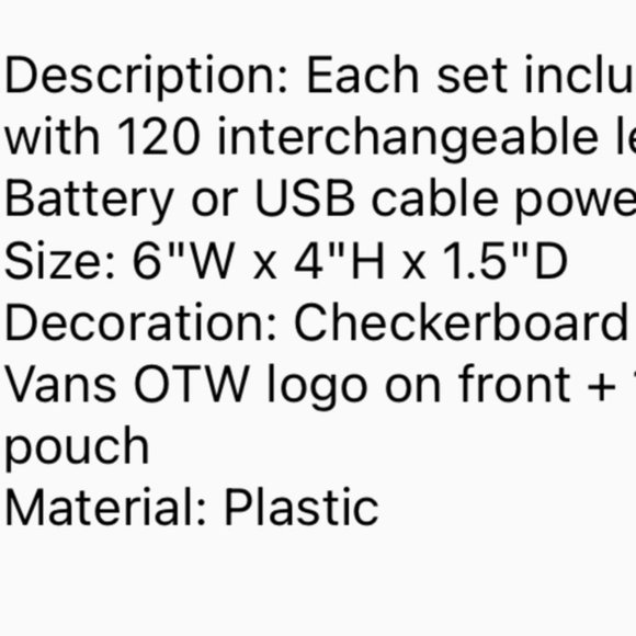 VANS Mini LED Light Box White Black Plastic VN000CE7N0A - Picture 8 of 9